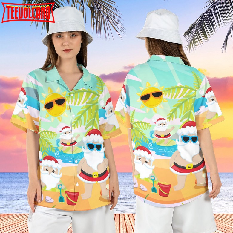 Santa Claus Beach Hawaiian Shirt, Santa Summer Tropical Hawaii Shirt