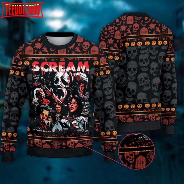 Scream Halloween Ugly Sweater, Ugly Christmas Sweater 2023