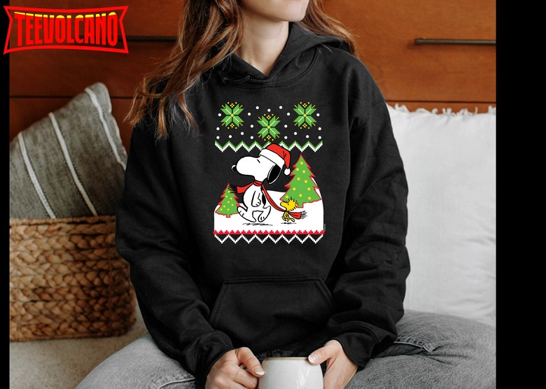 Snoopy Santa Snow Shirt, Snoopy & Woodstock Shirt, Cartoon Dog Shirt