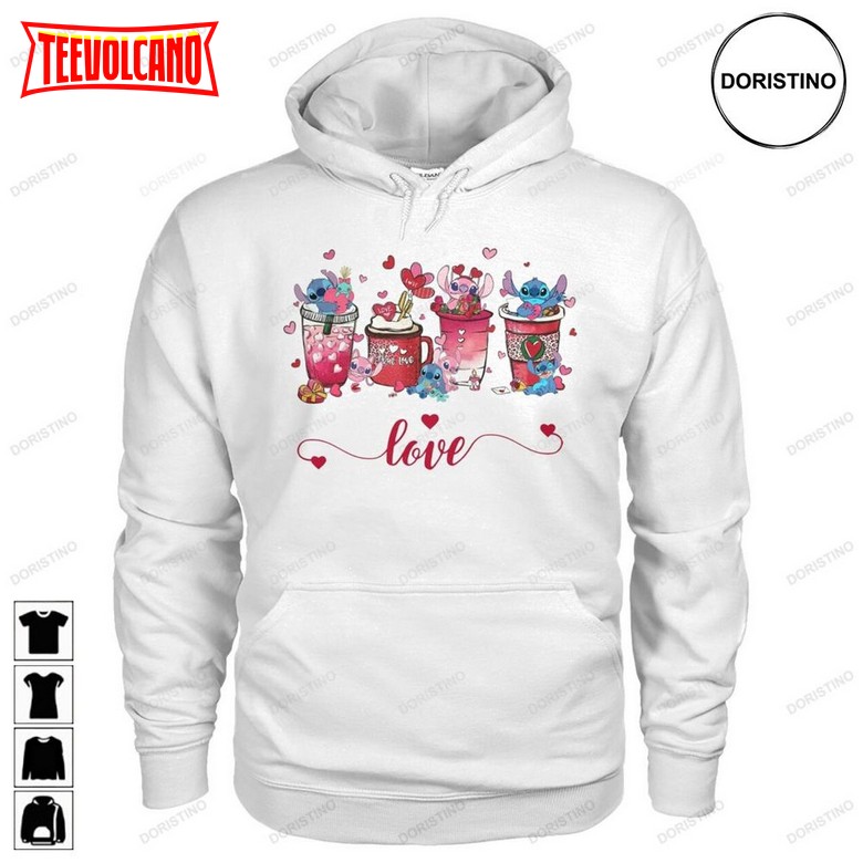 Stitch Valentine Love Shirt Coffee Latte Unisex Shirts