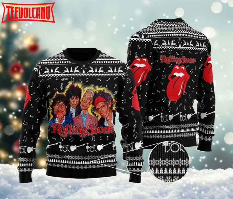 The Rol-ling Sto-nes Ugly Christmas Sweater, Rock Band All Over Print Sweater