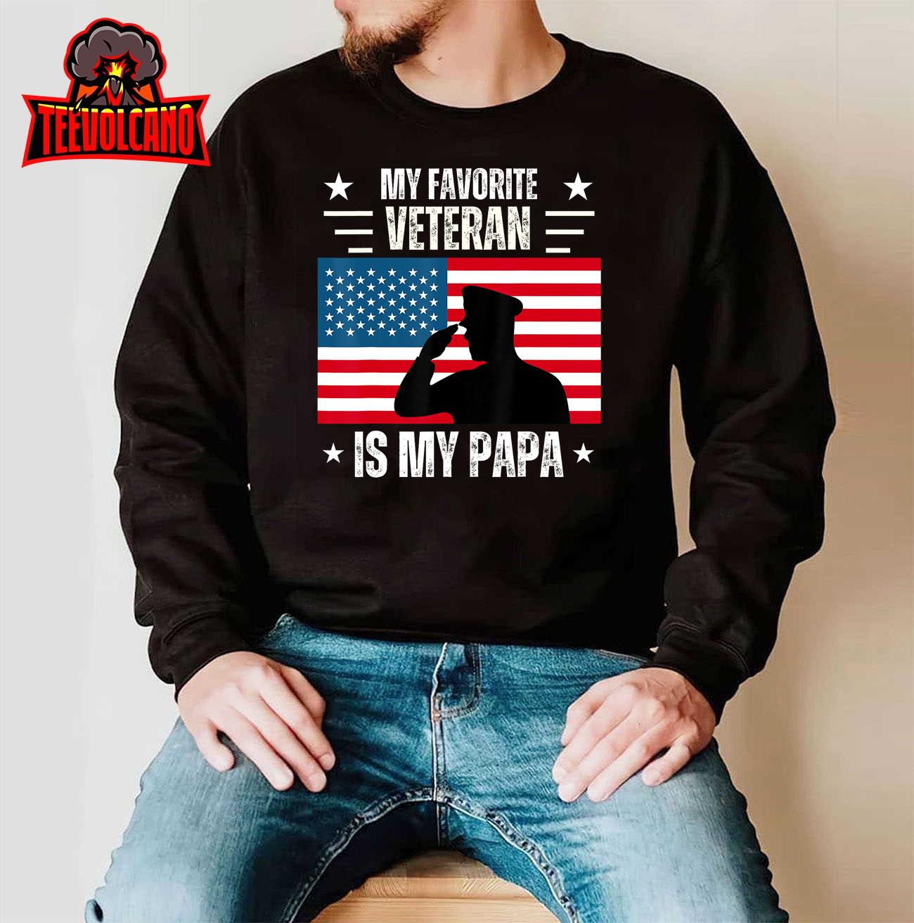 Veterans Day Military My Favorite Veteran Is My Papa Kids T-Shirt