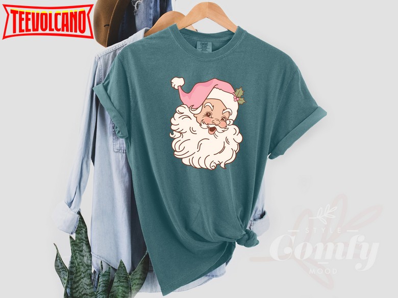 Vintage Retro Pink Santa Claus Shirt, Cute Santa Claus Xmas Tee