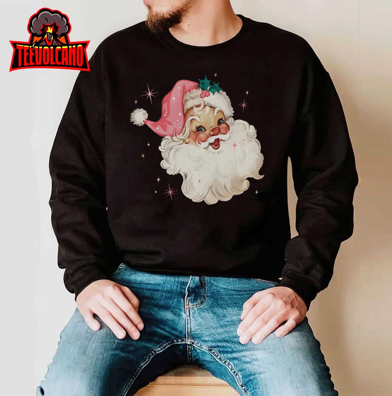 VINTAGE RETRO SANTA CHRISTMAS PINK HAT Sweatshirt