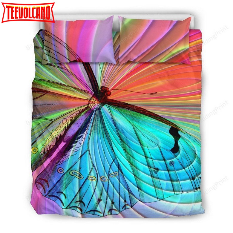 Beige Butterfly Themed Bed Sheets Duvet Cover Bedding Sets