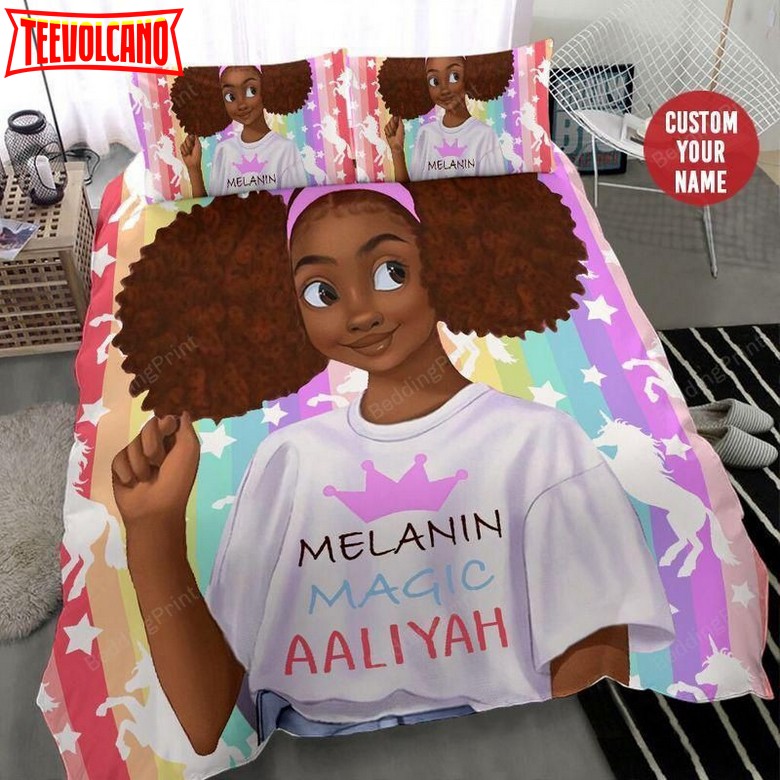 Black Girl Magic Melanin Custom Name Duvet Cover Bedding Set