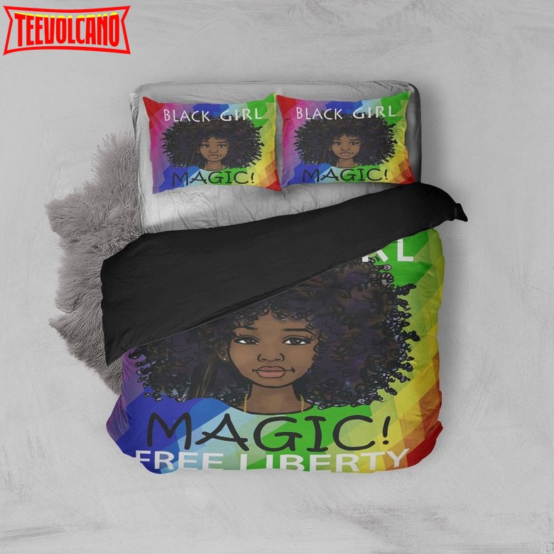 Black Girl Magic Rainbow Personalized Custom Name Bedding Set