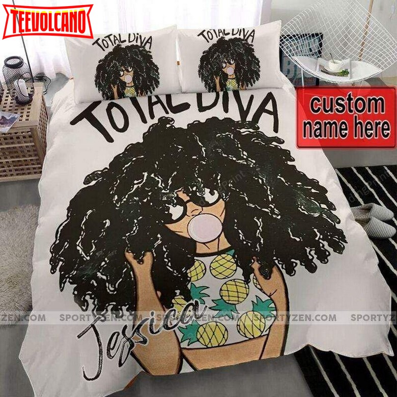 Black Girl Total Diva Custom Name Duvet Cover Bedding Set