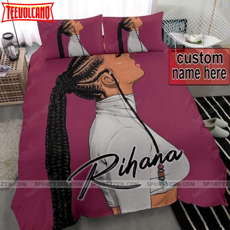 Black Girl White Shirt Custom Name Duvet Cover Bedding Set