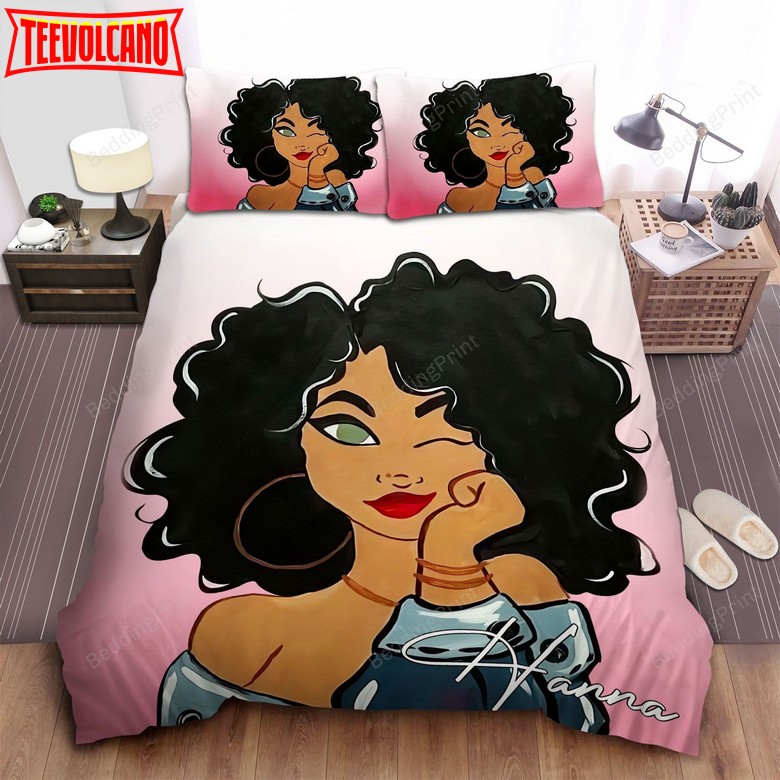 Black Girl Wink Bedding Custom Name Duvet Cover Bedding Set