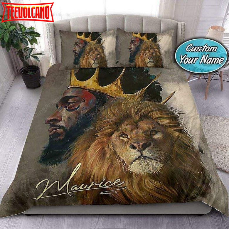 Black King And Lion Personalized Custom Name Duvet Cover Bedding Set