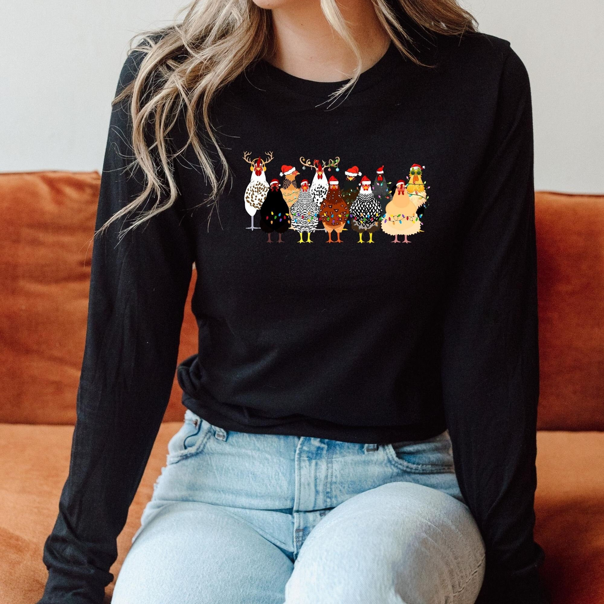 Chicken Christmas Lights Long Sleeve Unisex Sweatshirt