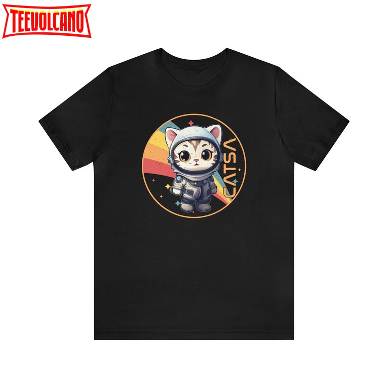 Cute Retro Cat Astronaut T-shirt, Space Lover Gift, Kitten Shirt