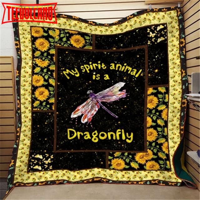 Dragonfly Happier Happier Happier Christmas Gift 3D Quilt Blanket