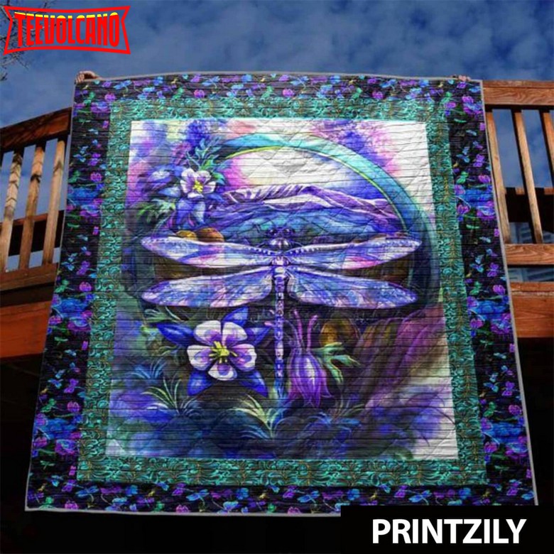 Dragonfly Hopefully Sky Christmas Gift 3D Quilt Blanket