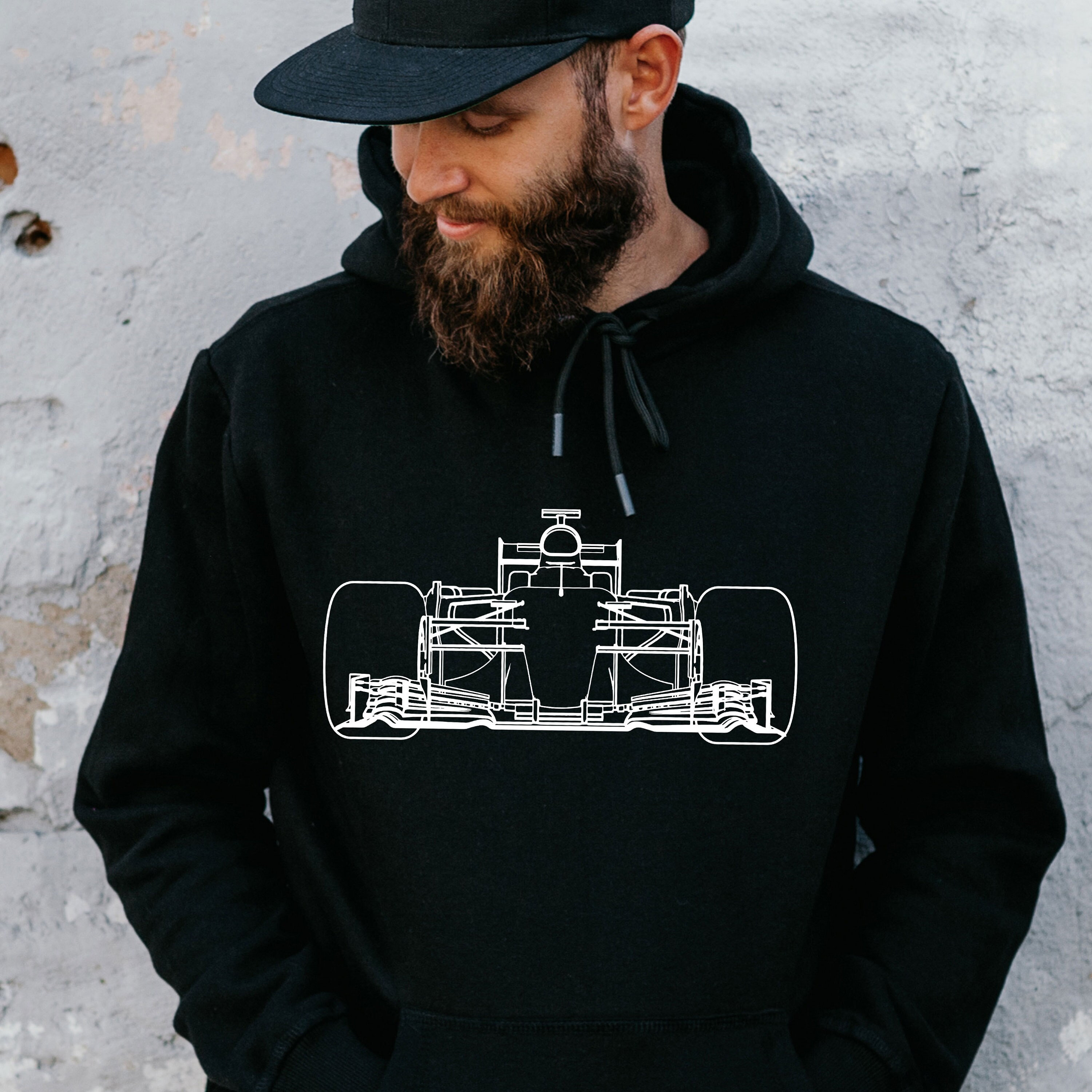 F1 Car Hoodie – Lineart Car Sweatshirt Hoody Formula 1 Car Unisex Sweatshirt