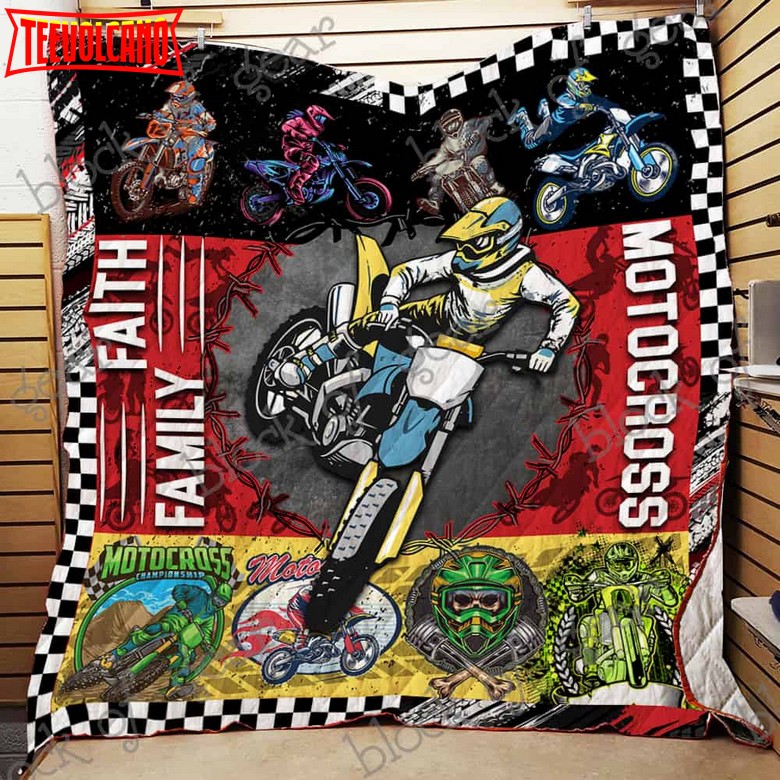 Faith Family Motocross 3D Quilt Blanket