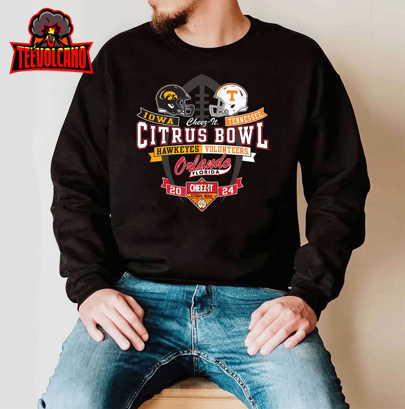 Iowa Hawkeyes vs Tennessee Volunteers Citrus Bowl 2024 Black T-Shirt