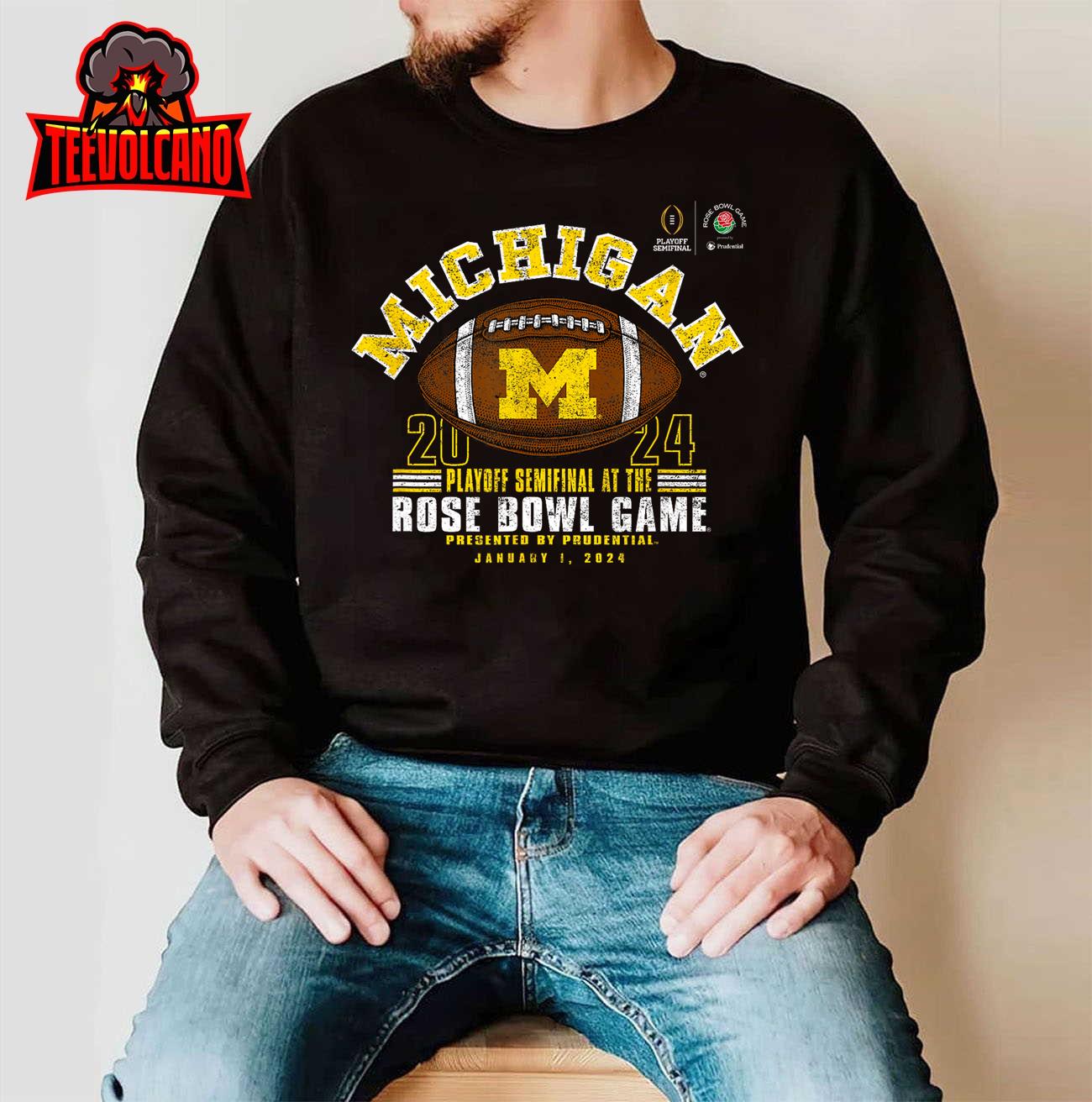 Michigan Wolverines Rose Bowl 2024 CFP Semi Football Vintage T-Shirt