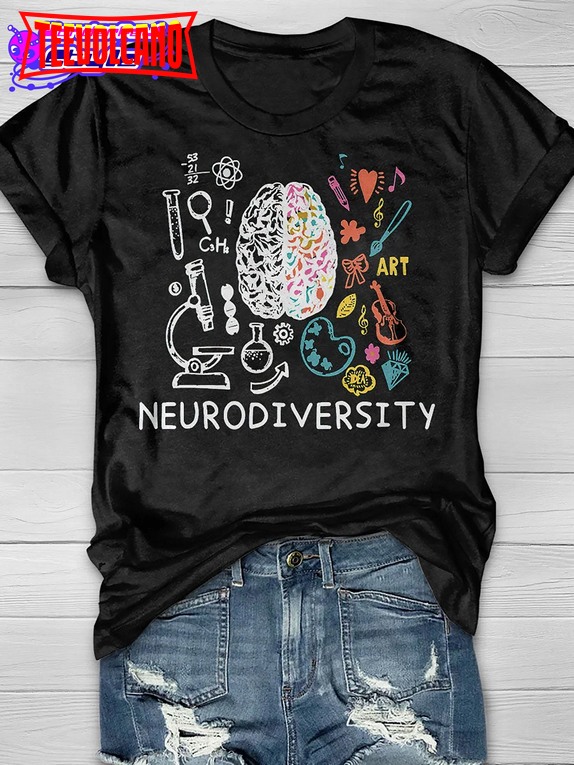 Neurodiversity Rainbow Brain Print T-shirt