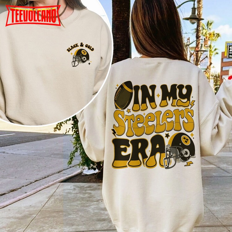 Pittsburgh Fan Sweatshirt, In My Steelers Era Crewneck, Black And Gold Hoodie