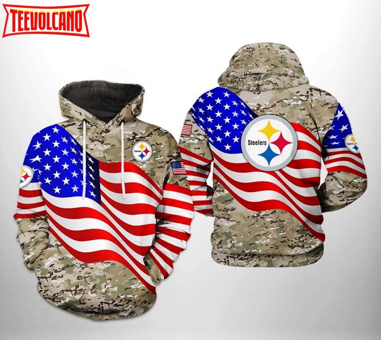 Pittsburgh Steelers NFL US Flag Camo Veteran Team 3D Hoodie