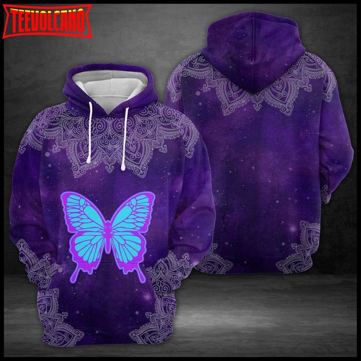 Purple Butterfly Mandala 3D Printed Hoodie