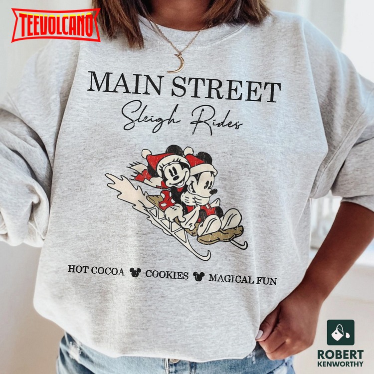 Retro Mickey Minnie Main Street Sleigh Rides Sweatshirt