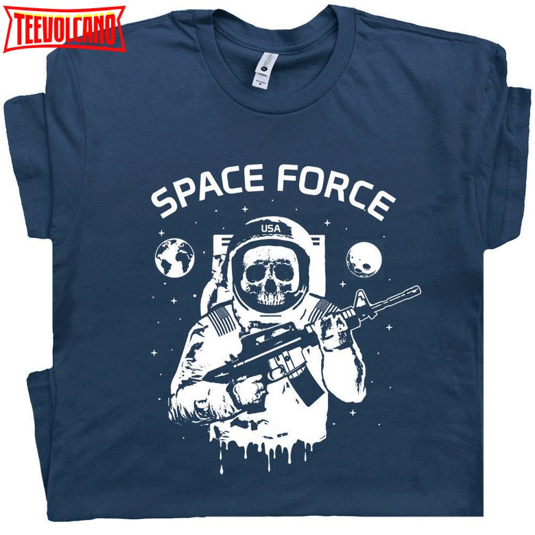 Space Force T Shirt Astronaut Skull T Shirt USA US Space Force Nasa Cool Vintage Shirt