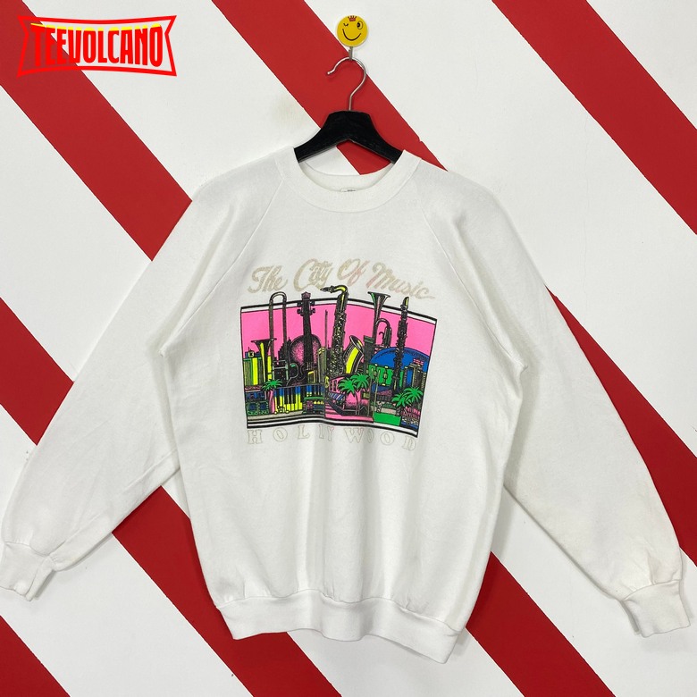 Vintage 90s Hollywood Sweatshirt Hollywood Crewneck Los Angeles Sweatshirt