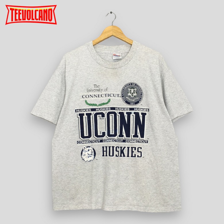 Vintage 90s University Of Connecticut Gray T Shirt Sweatshirt