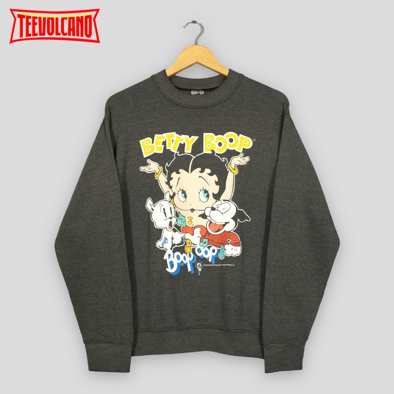 Vintage Betty Boop Cartoon Gray T Shirt Sweatshirt