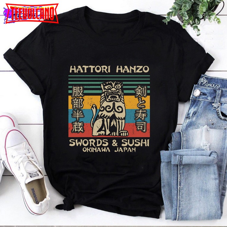 Vintage Hattori Hanzo Sword And Sushi Okinawa Japan T-shirt