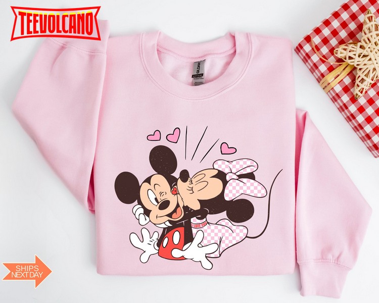 Vintage Mickey and Minnie Sweatshirt, Disney Valentines Day Sweatshirt