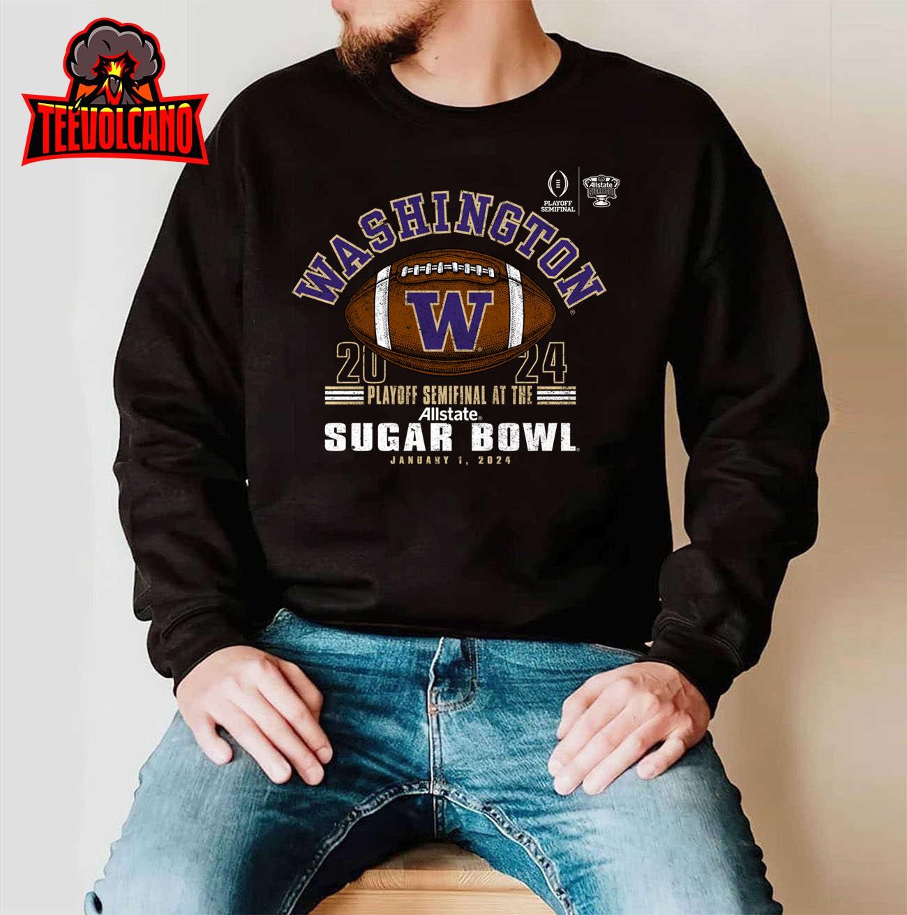 Washington Huskies Sugar Bowl 2024 CFP Football Vintage Logo Sweatshirt