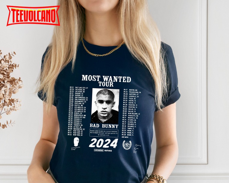 Bad Bunny Most Wanted Tour 2024 T-Shirt, Bad Bunny Fan T-Shirt