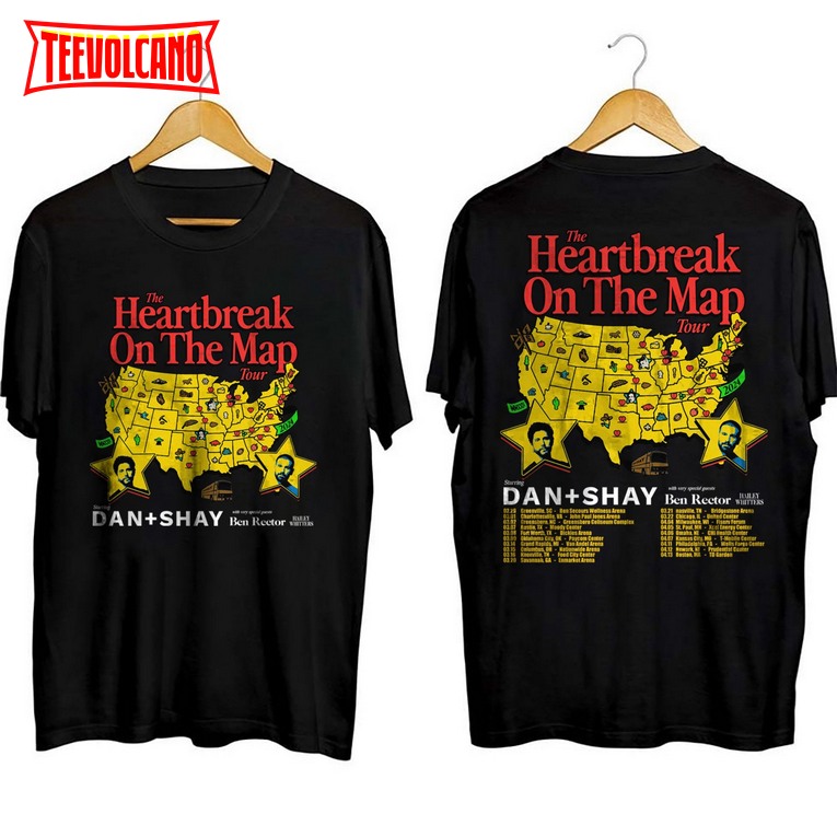 Dan + Shay 2024 Heartbreak on the Map Tour Shirt, Dan + Shay Band Fan Shirt