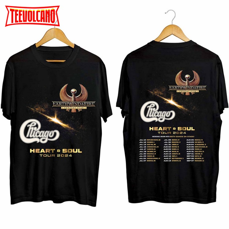 Earth Wind And Fire And Chicago Tour 2024 Shirt, Heart & Soul Tour 2024 Shirt