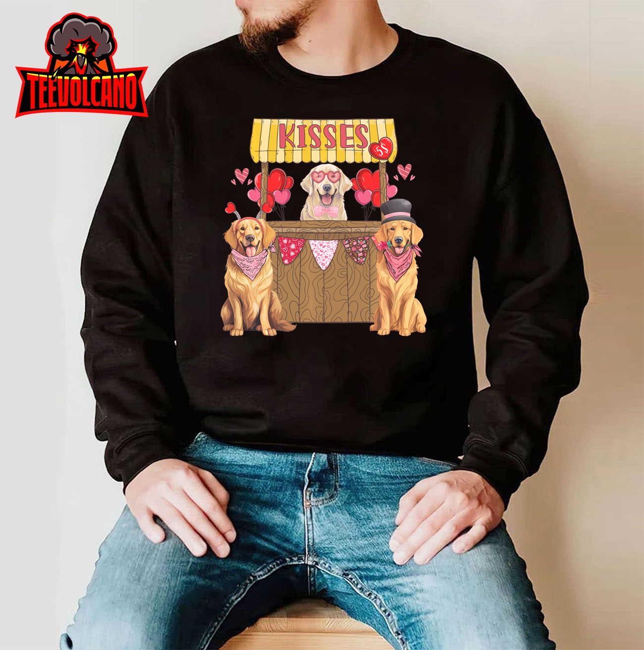 Golden Dog Kisses Booth Golden Retriever Valentine’s Day Sweatshirt