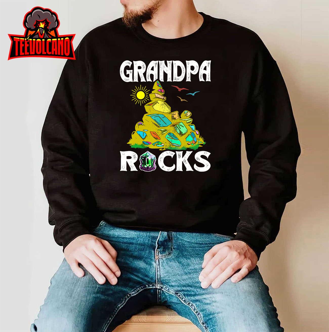 Grandpa Rocks Archaeologist Minerals Fossil Collectors Mens T-Shirt