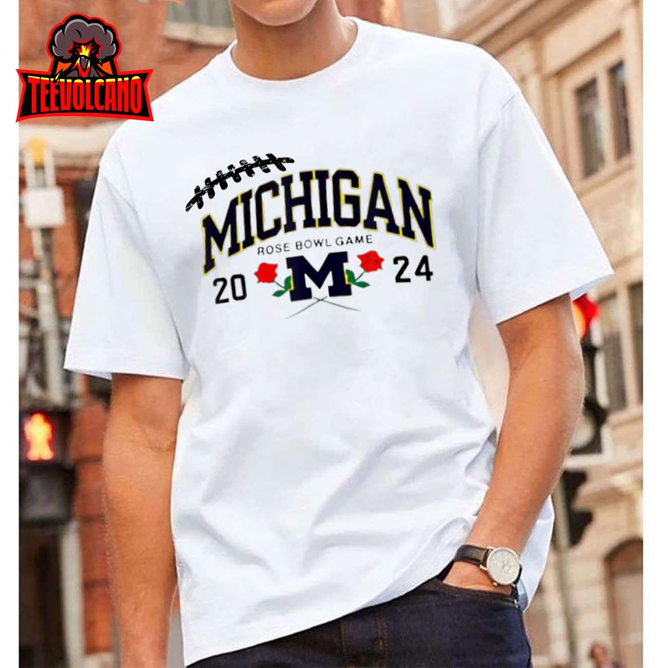 Michigan Rose Bowl Game 2024 Semi Football Flower T-Shirt