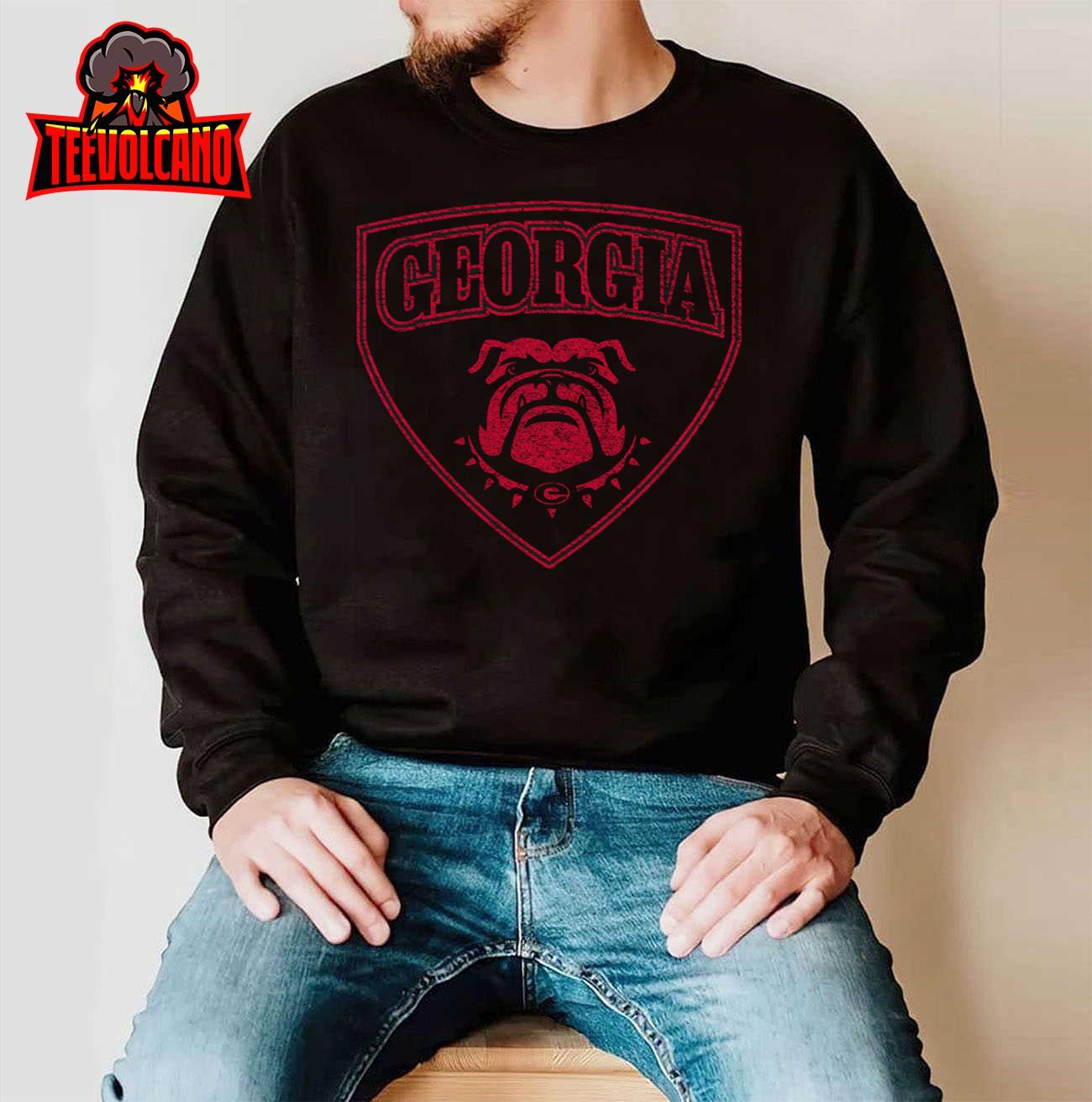 State of Georgia Hero Emblem Red Knockout Design Pullover Hoodie