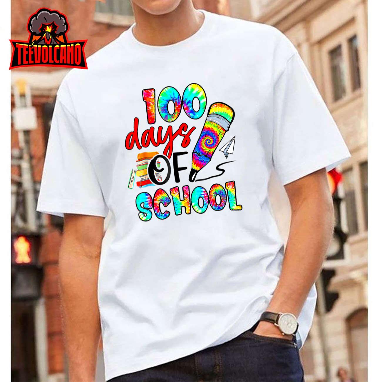 Tie Dye Happy 100th Day Of School Teacher Student 100 Days T-Shirt