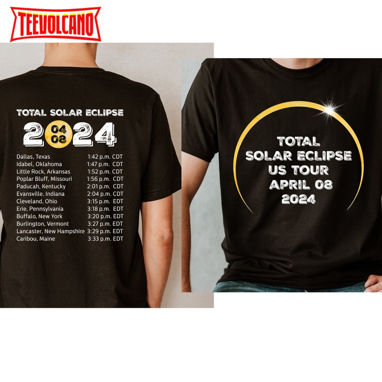 Total Solar Eclipse 2024 T-shirt, Solar Eclipse US Tour 2024 Unisex Sweatshirt