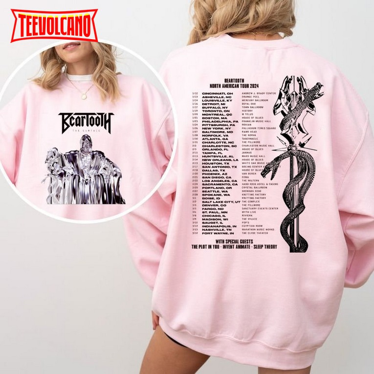 Vintage Beartooth North American 2024 Tour Shirt, Beartooth Concert 2024 Sweatshirt