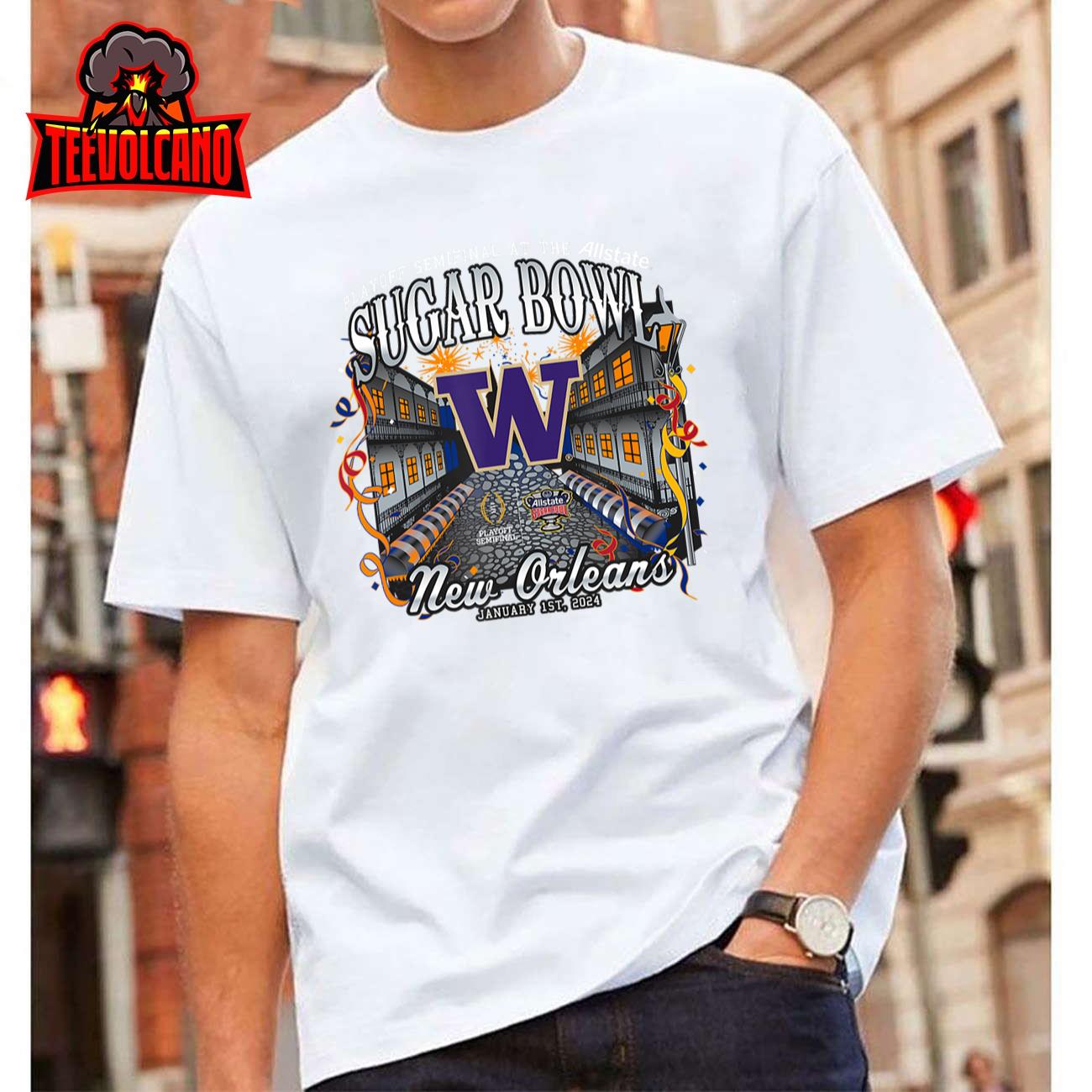 Washington Huskies 2024 CFP Semi Sugar Bowl Football NOLA T-Shirt