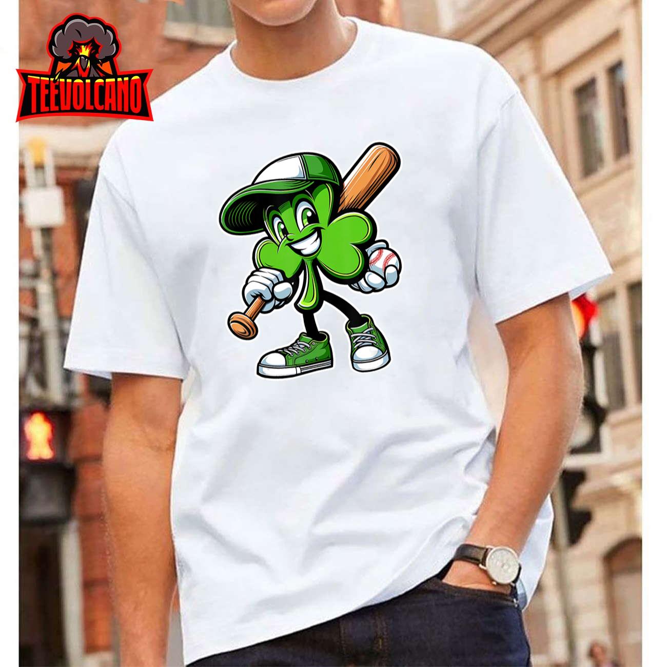 Dabbing Shamrock Baseball Boys Girls St Patricks Day T-Shirt