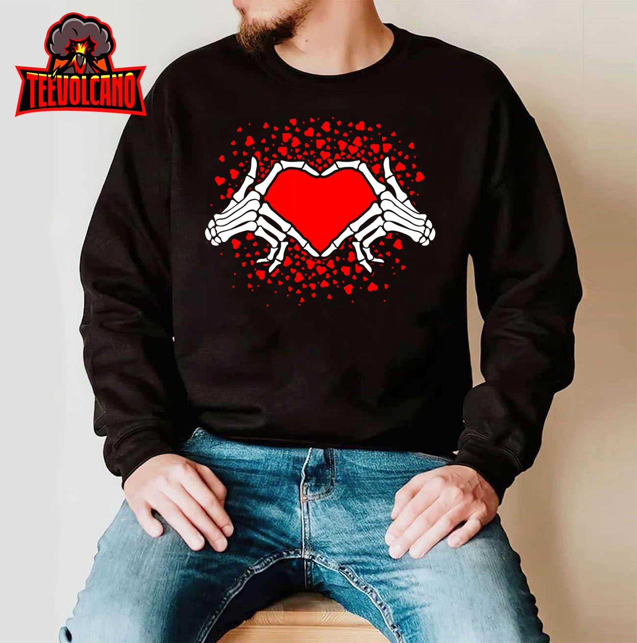 Funny Bones Love Skeleton Hand Heart Valentines Day Unisex T-Shirt