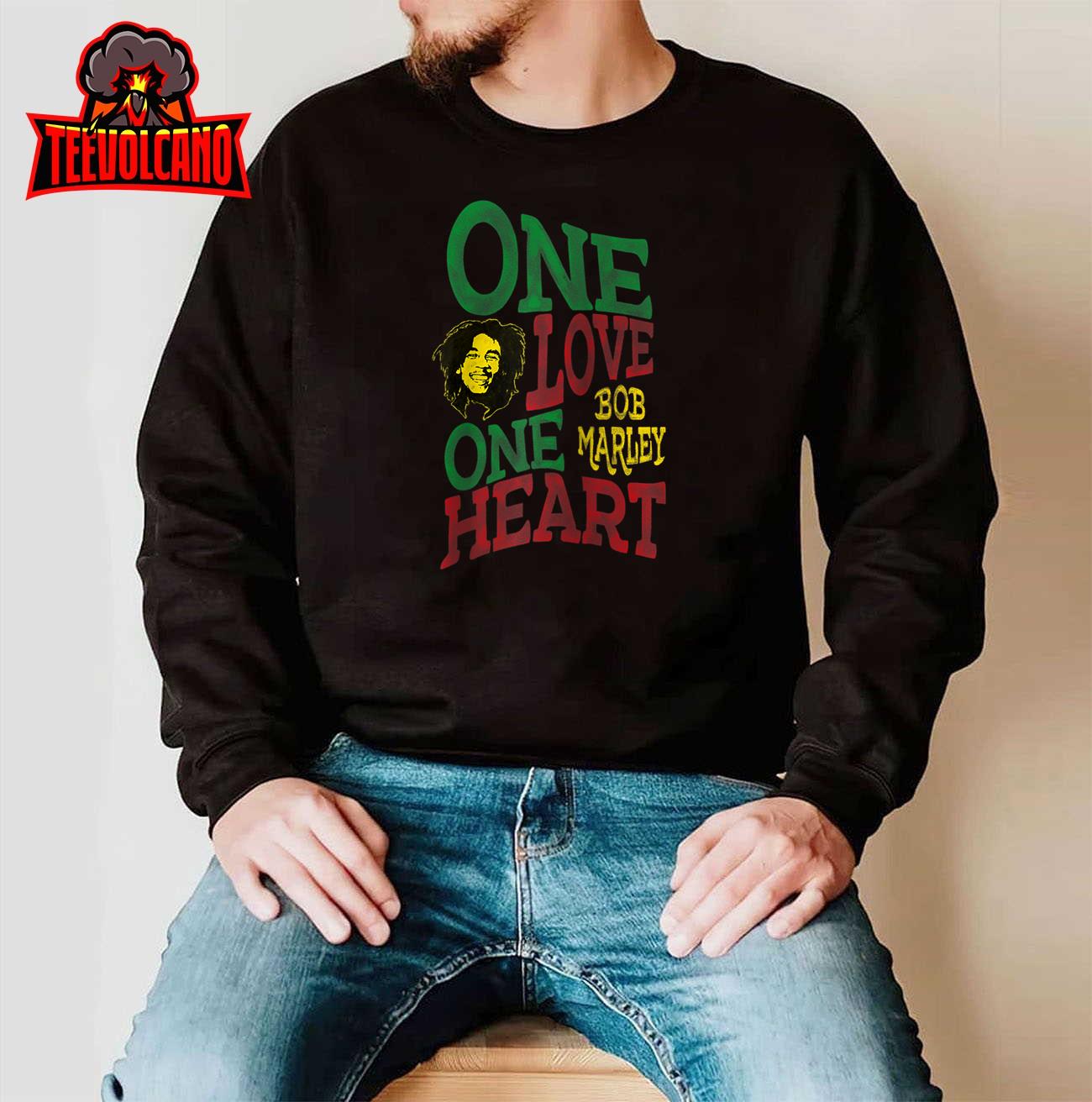 Official Bob Marley One Love One Heart Raglan Baseball Tee