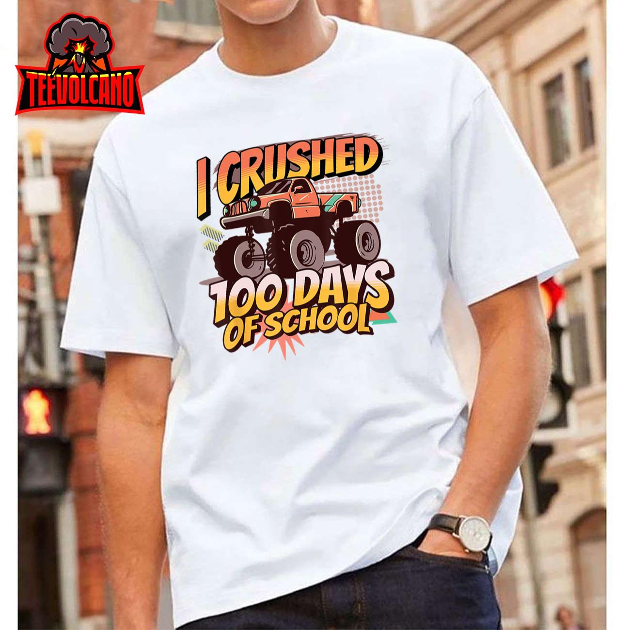 Retro Vintage I Crushed 100 Days Of School Monster Truck Unisex T-Shirt